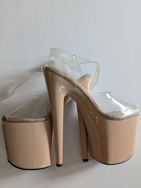 Clear Strap Nude Platform Hella Heels